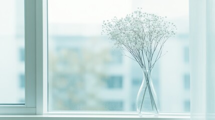 A vase filled with colorful flowers rests on a sunlit window sill, adding beauty to the room's decor.