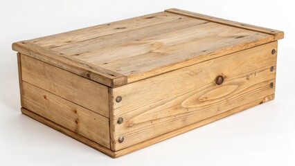 Wooden Box with Lid and Metal Fasteners