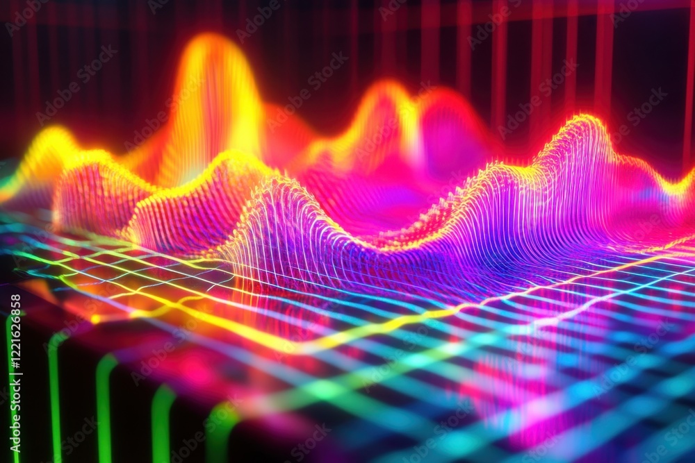 Aufkleber vibrant sound waves displayed in colorful digital visualization using modern technology