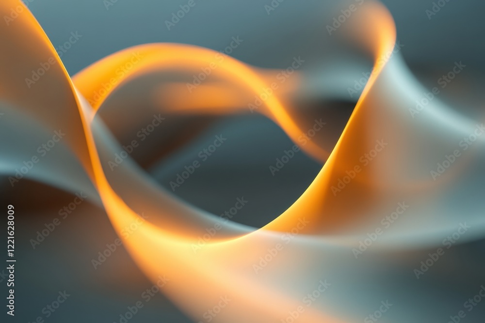 Poster light trails create a smooth wave pattern with soft orange and blue gradients