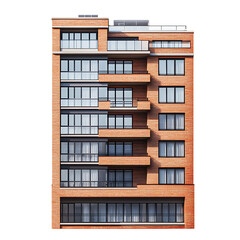 PNG Modern Brick Apartment Building, Architectural Design, Against Transparent Background