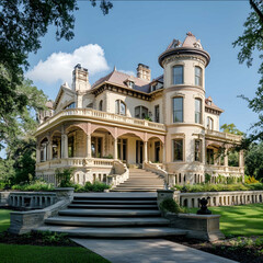 Fototapeta premium beautiful mansion on a sunny day in austin texas real estate photography