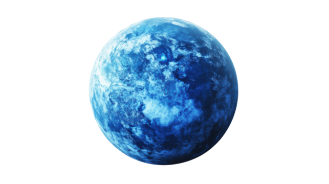 Blue planet on transparent background 
