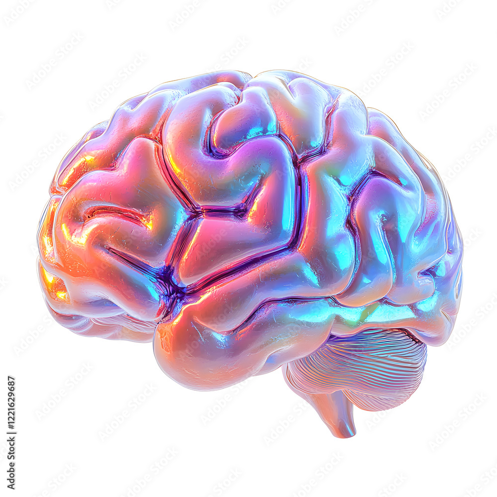 Fototapete colorful 3d rendering of a human brain showcasing artistic and scientific representation in a creati