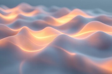 Fototapeta premium Soft undulating waves illuminated with warm light create a serene abstract landscape