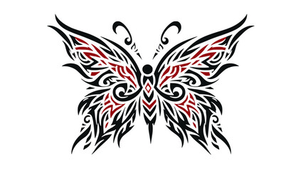 Tribal Butterfly Tattoo Design with Geometric Patterns