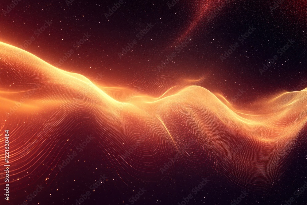 Poster flowing waves of vibrant energy creating a captivating cosmic display in deep space