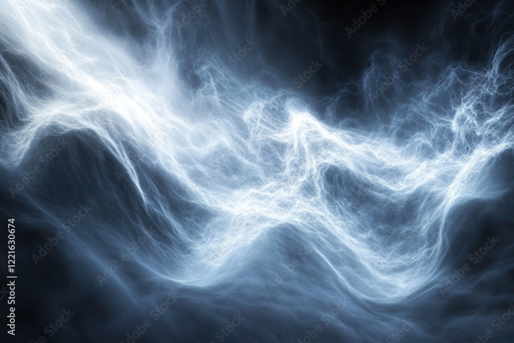 Poster light swirling through darkness creating an ethereal atmosphere in a mysterious setting