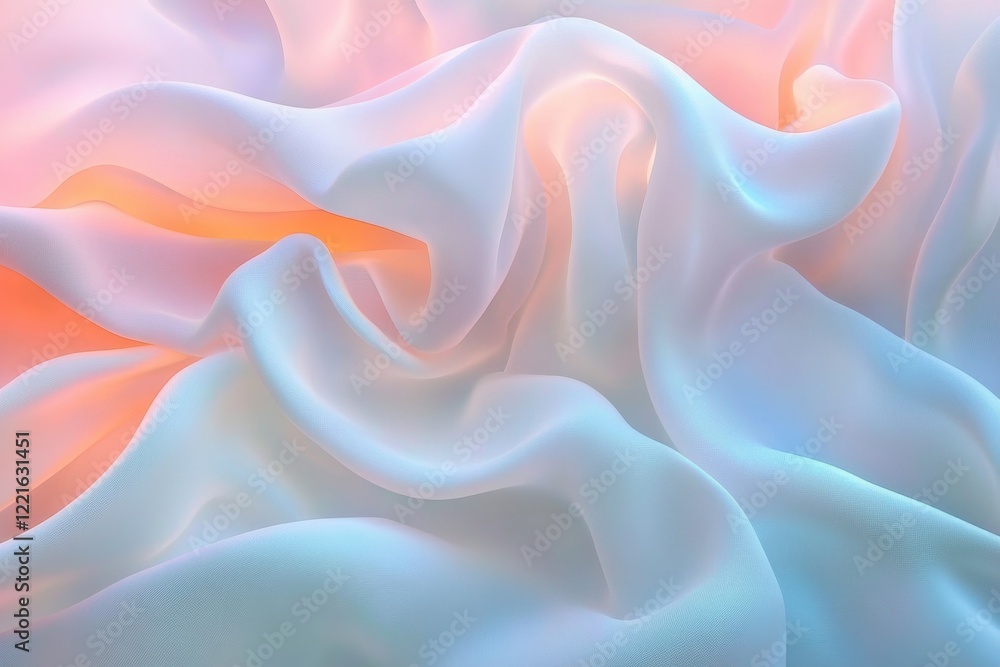 Aufkleber soft pastel fabric flowing gently in waves capturing light and shadow in abstract textures
