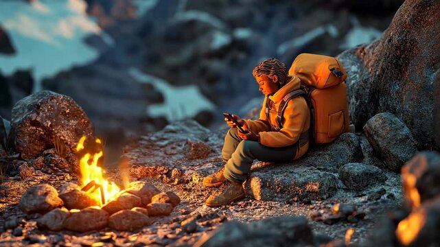 Hiker's Solitude: A Digital Interlude in the Mountains