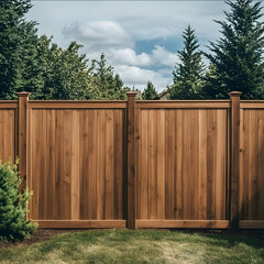 create me a mobile hero image of a fence company website show casing a new wood privacy fence