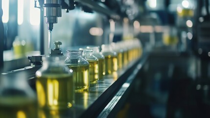 A production line in an eco-friendly industry creating biodegradable products.