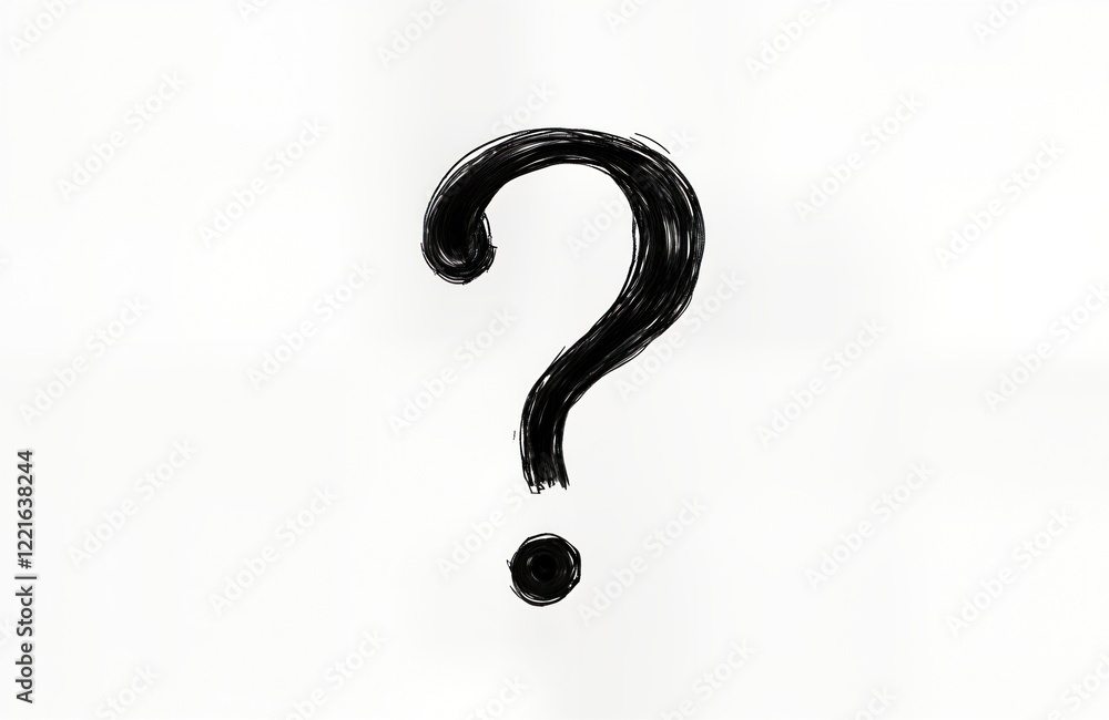 Poster hand drawn question mark symbol isolated on white background. simple black doodle mark. ideal for re