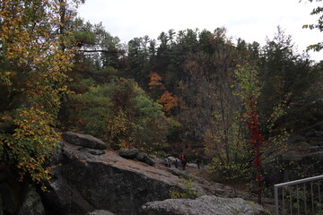 Autumn landscape with trees and lake near Interstate State Park in Taylors Falls, Minnesota. 