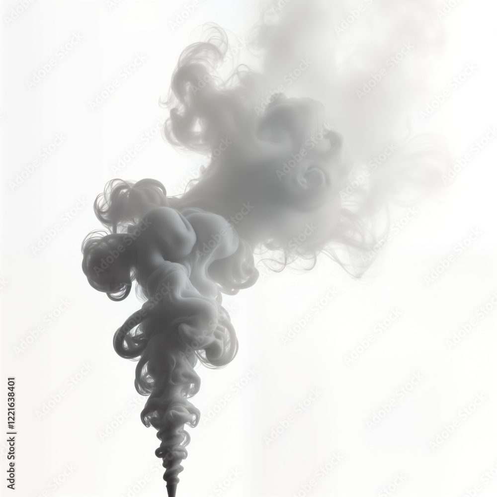 Poster abstract image of dynamic smoky cloud forms. realistic smoke steam flows upward in complex pattern a