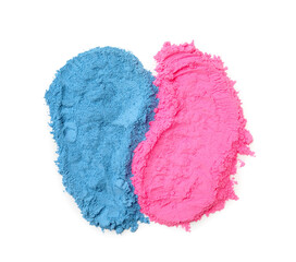 Color powder pigments on white background