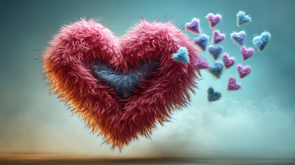 Fototapeta premium cute fuzzy hearts, fuzzy, furry, romance, love,