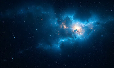 Obraz premium Glowing nebulae, stars in dark space suitable for science fiction, astronomy, or space-related concepts. Perfect for backgrounds, book covers, or posters