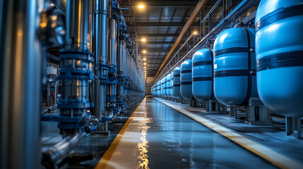 Fototapeta premium Industrial Water Purification Plant Interior