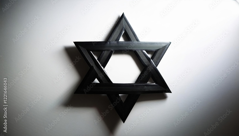 Aufkleber clean black silhouette of star of david set against a minimalist white background creating contrast