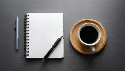 Minimalist Desk Setup Inviting Creativity With Coffee and a Blank Notebook in Calm Environment