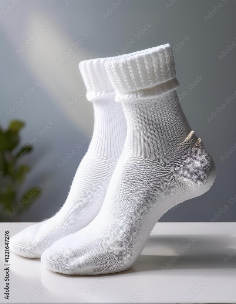 Poster folded white socks resting gracefully on a smooth surface inviting comfort and simplicity