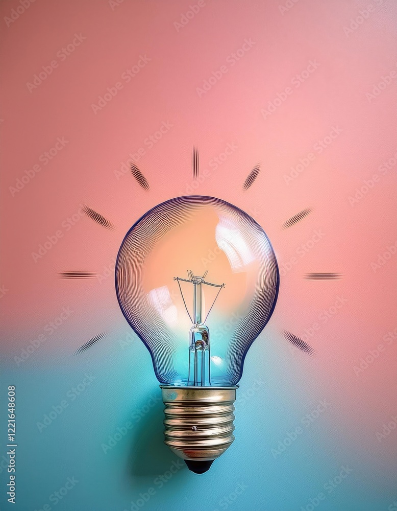 Poster minimalist light bulb symbolizing creativity and inspiration in a modern setting