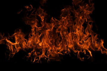 The fire, burning flame. Large burning flaming fire.