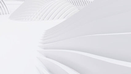 Abstract Curved Shapes. White Circular Background.