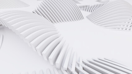 Abstract Curved Shapes. White Circular Background.