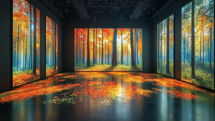 Immersive Autumn Forest Digital Art Installation