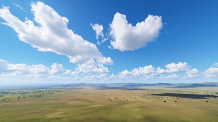 Fototapeta premium Vast Savanna Landscape under Blue Sky