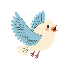 Fototapeta premium Cute bird. Cute flat vector illustration on white background. 