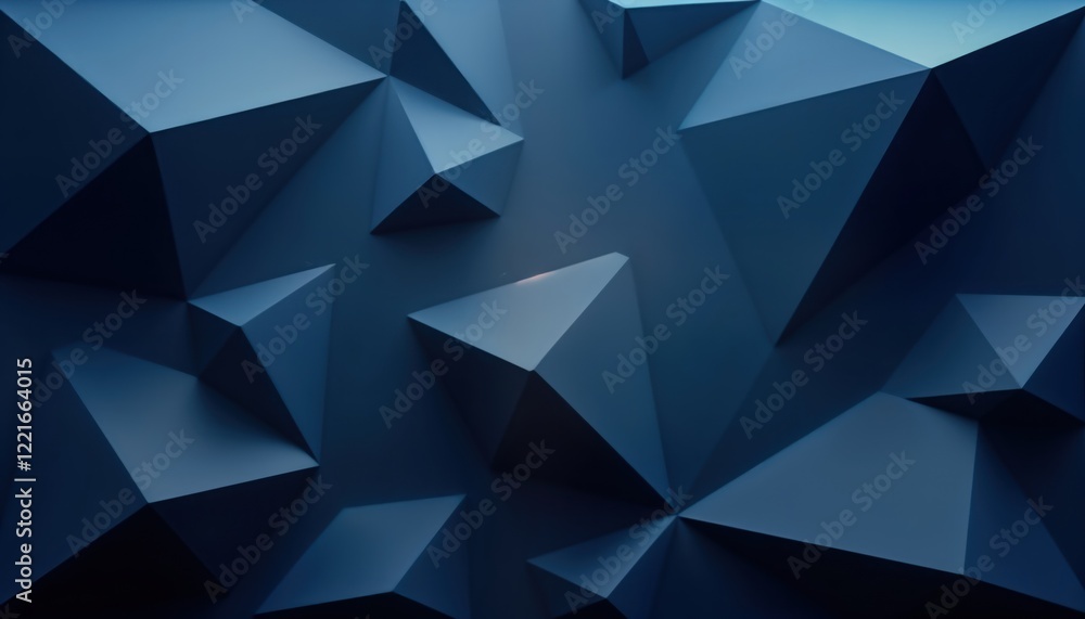 Poster abstract navy blue geometric pattern with 3d effect. modern design with overlapping triangles. styli