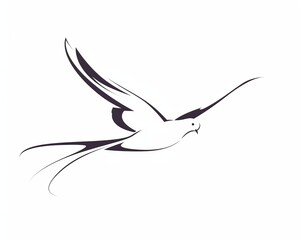 Obraz premium Line Art of a Dove Flying
