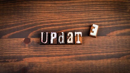 Update. Text formed from moving letters, stop motion, 4K - Powered by Adobe