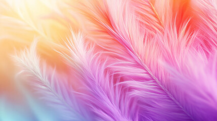 Colorful, soft pastel tones, delicate rainbow colors, a close-up of vibrant pampas grass in the foreground, a beautiful natural background. 