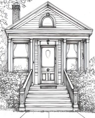 Fototapeta premium Elegant Victorian House Architectural Drawing