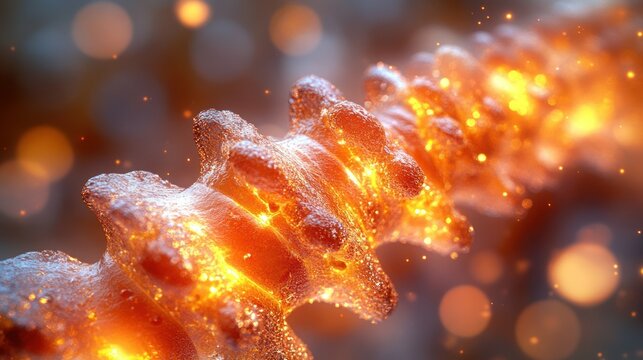 Glowing DNA Strand: A Microscopic Marvel of Fiery Genetic Code