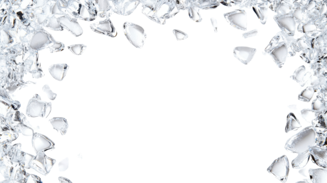 Ice cubes border on transparent background
