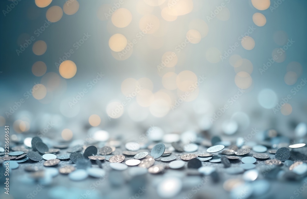 Poster silver sequins background creates sparkling, glittering effect. abstract design with textured materi