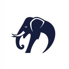 Obraz premium Elegant elephant profile, white background, wildlife design, logo use