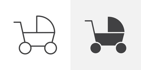 Baby carriage icon Outline vector sign