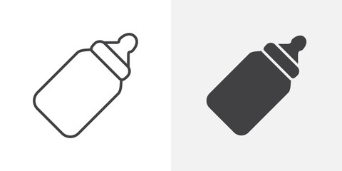 Baby milk bottle icon Outline vector sign