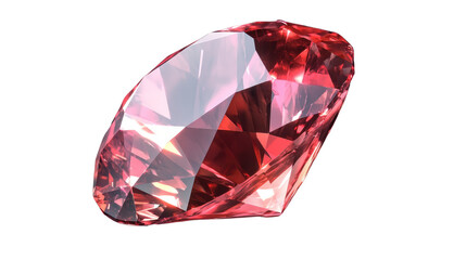 Fototapeta premium Crimson Jewel: A mesmerizing pink diamond, flawlessly cut and displaying brilliant facets, sparkles with intense color and light. Its exquisite detail is strikingly presented.