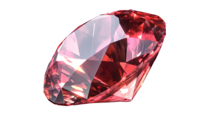 Crimson Jewel: A mesmerizing pink diamond, flawlessly cut and displaying brilliant facets, sparkles with intense color and light.  Its exquisite detail is strikingly presented.