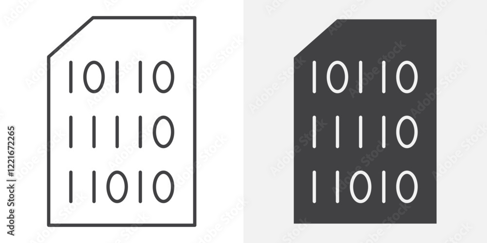 Poster Binary code icon Outline vector sign
