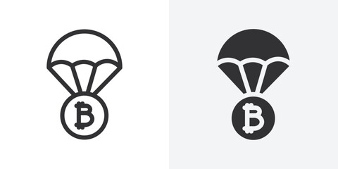 Bitcoin airdrop icon Outline vector sign