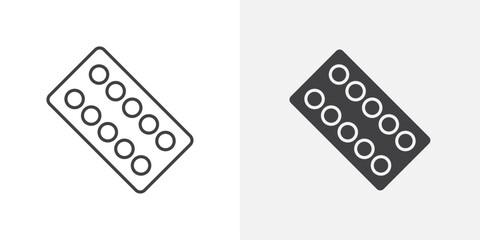 Blister drug pack icon Outline vector sign
