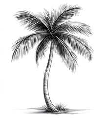Obraz premium Black and white vector illustration of an isolated palm tree